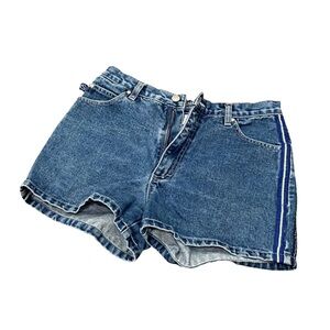 Vintage 1990's 90's No Excuses Denim Shorts Green Stripe Size 9/10 Women Medium